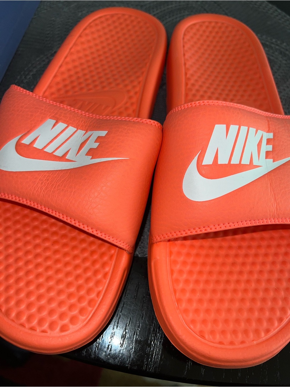 Nike Bright Orange Slide Sandals with White Logo - Picture 8 of 8